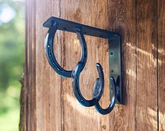 Supports d'étagère en fer à cheval faits main (paire) - Déco de ferme rustique