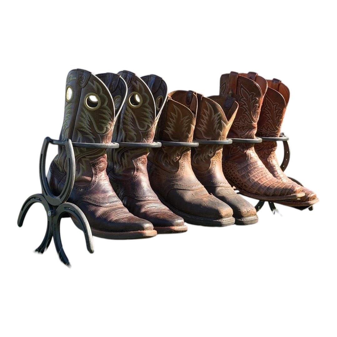 Old Retro Boot Racks Horseshoe Boot Rack – Rustic Steel, Western Home Decor - Etsy