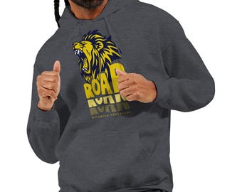 ROAR Löwen Hoodie – Statement Hoodie – Wildpfad Adventure Kapuzenpullover – Lion Design Streetwear – Stärke & Mut Pullover