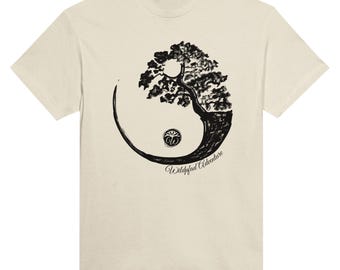 Nature Balance - Wildpfad Adventure schweres T Shirt -Yin Yang Natur Motiv - Minimalistisches Outdoor Shirt