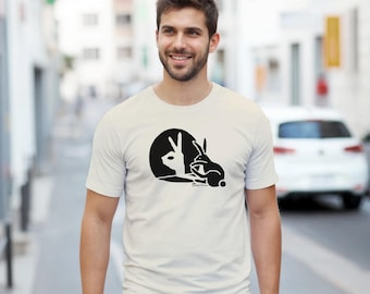 Shadow Bunny – Schattenspiel Kaninchen Design – Wildpfad Adventure – Minimal Animal Art – Geschenk für Tierfreunde