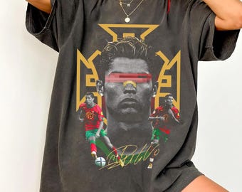 Camiseta de Cristiano Ronaldo con colores cómodos - Diseño vintage personalizado para aficionados al fútbol portugués