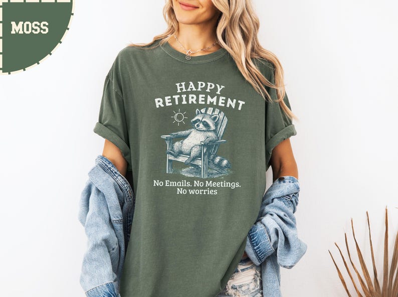 Funny Retirement Raccoon Shirt Comfort Colors® Seafoam Tee, Happy ...
