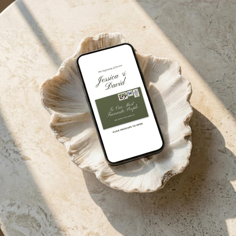 Save the Date Website Template Canva | Interactive Envelope | Sage ...