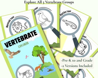 Maak kennis met de gewervelde dieren Wetenschapsboekje | Activiteit dierenclassificatie | Afdrukbaar wetenschapsnotitieboekje voor kinderen | Praktijkeenheid biologie