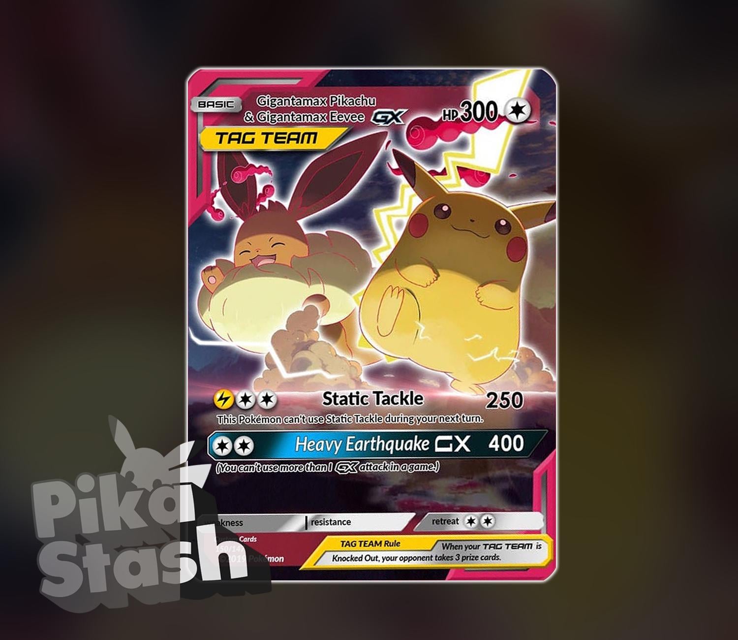 Custom Pokemon Card Pikachu & Eevee Gigantamax Foil - Etsy