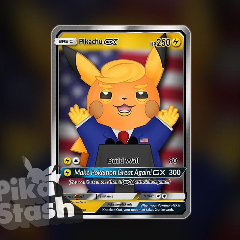 Trump Pwikachu Trump Pokemoncards - Etsy