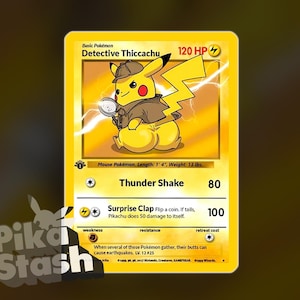 Custom Pokemon Card Detective Thiccachu Foil