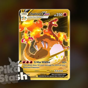 Custom Pokemon Card Charizard Vmax Gold Foil