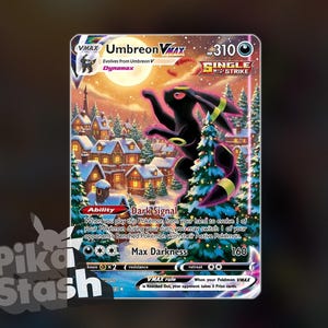 Tarjeta personalizada de Pokémon Umbreon Vmax Edición Navideña en lámina