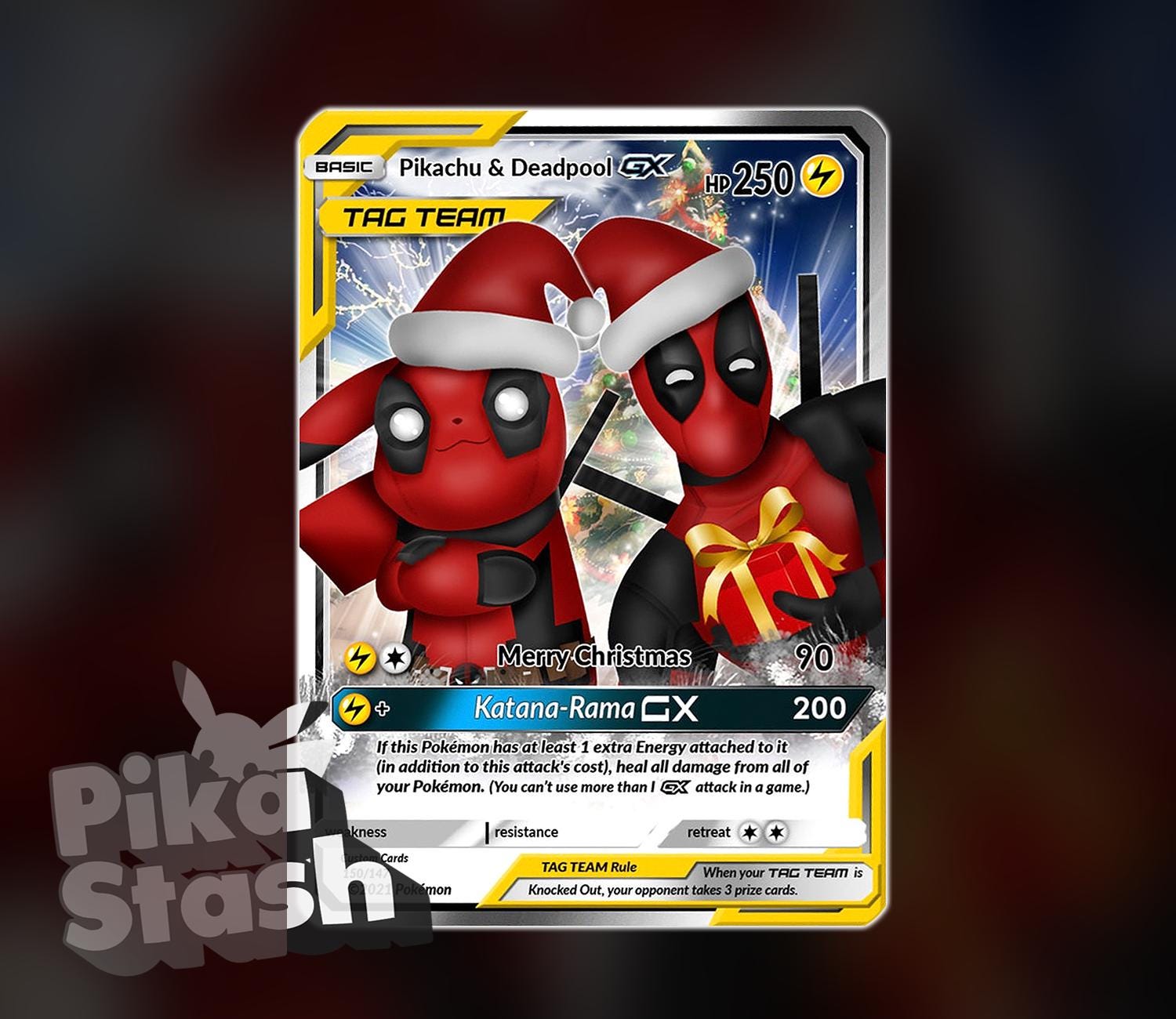 Custom Pokemon Card Pikachu & Deadpool Christmas Foil - Etsy