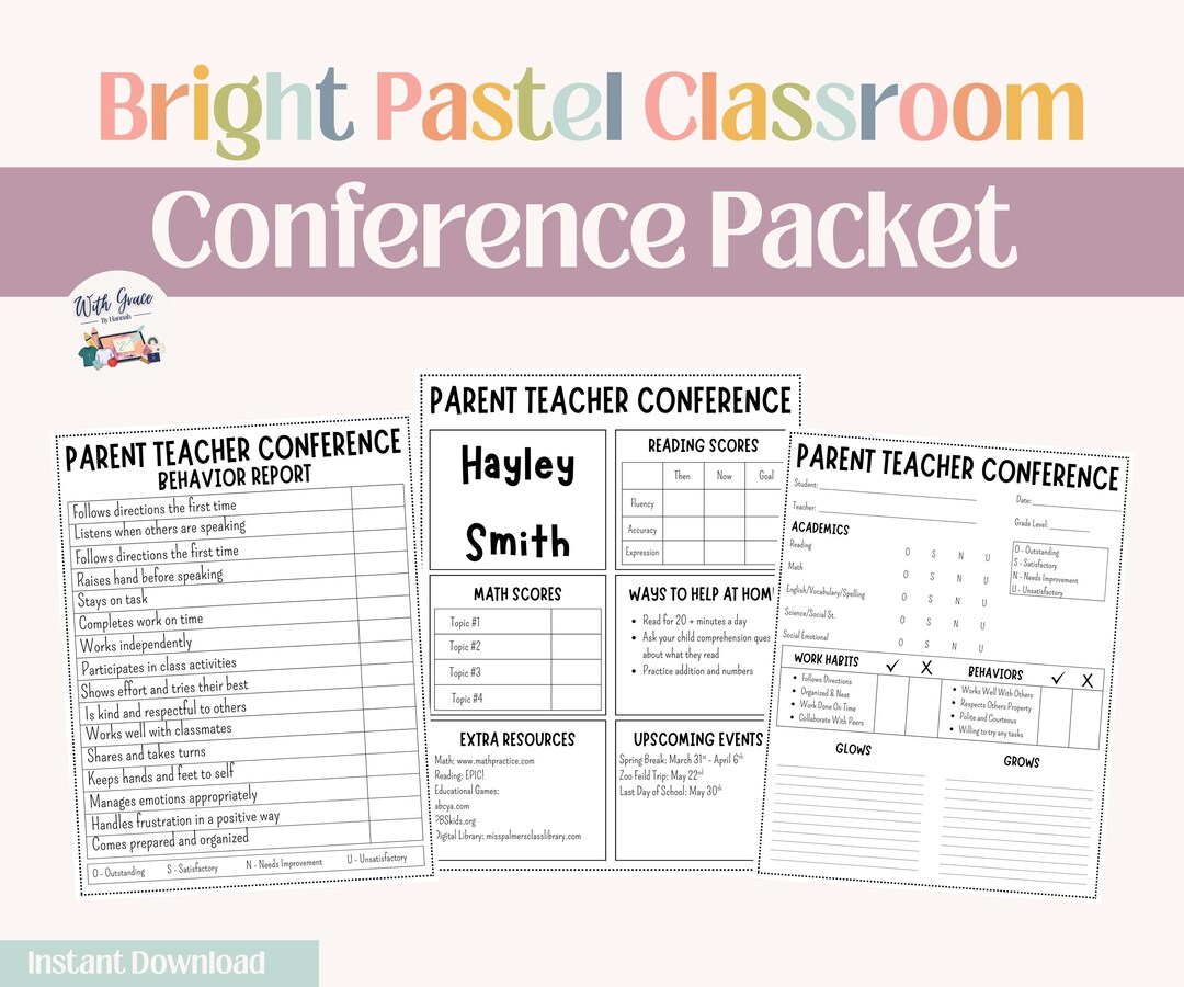 Behavior Conference Form Editable Teacher Conference Packet, Parent Forms Bundle, Behavior ...