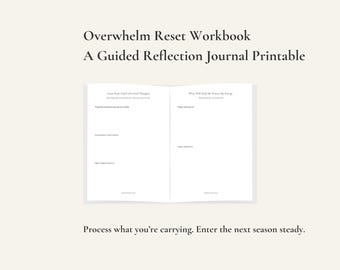 Overwhelm Reset Workbook Printable | Burnout Recovery Journal PDF | Guided Mental Clarity & Emotional Reflection Workbook