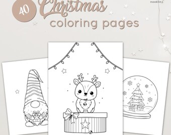 40 Christmas Coloring Pages – Kids Printable Coloring Book – Instant Download PDF