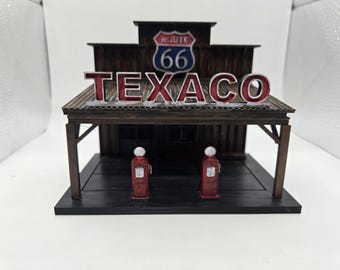 Gas Station Diorama | 3D Printed Rustic Garage Display for Hot Wheels & Matchbox Cars 1/64 Scale