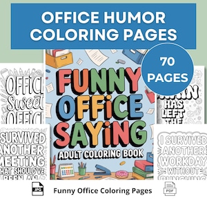 Dibujos para colorear con humor de oficina / Dibujos divertidos para colorear de oficina para imprimir / Actividad para aliviar el estrés de los compañeros de trabajo / Libro para colorear para adultos en PDF