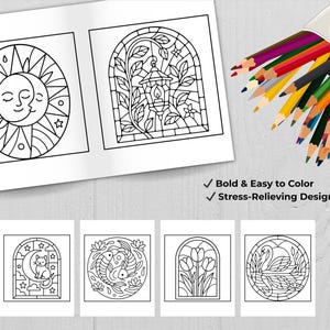 Example coloring pages with bold clean lines designed for easy and relaxing coloring