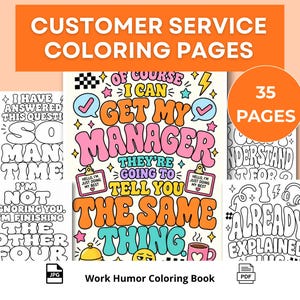 Customer Service Coloring Pages | Work Humor Coloring Book, 35 Funny Employee & Retail Worker Printables
