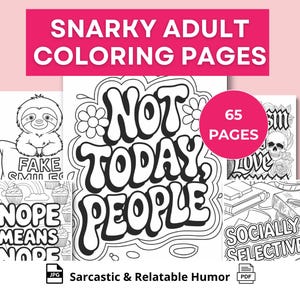 snarky adult coloring pages printable sarcastic humor coloring book digital download 65 pages