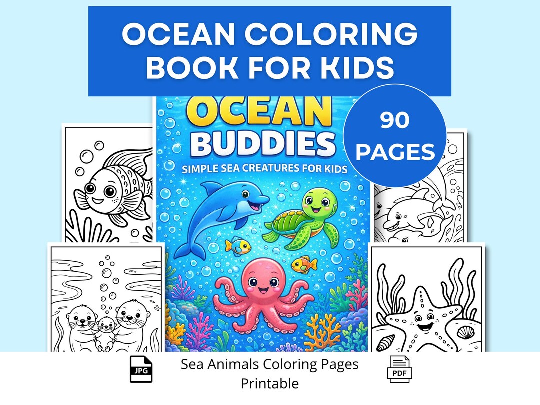 Ocean Coloring Book for Kids | Sea Animals Coloring Pages Printable ...