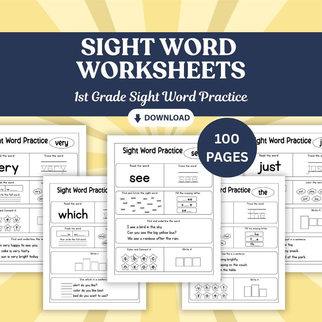 Sight Word Worksheets | 1st Grade Sight Word Practice | Printable ...