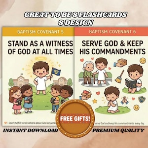 LDS doopverbonden-flashcards, 8 activiteiten, Mosiah 18 beloften (digitaal bestand)