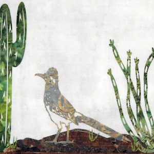 Roadrunner cactus Laser-cut wall hanging Applique,  pre-fused, pre-cut