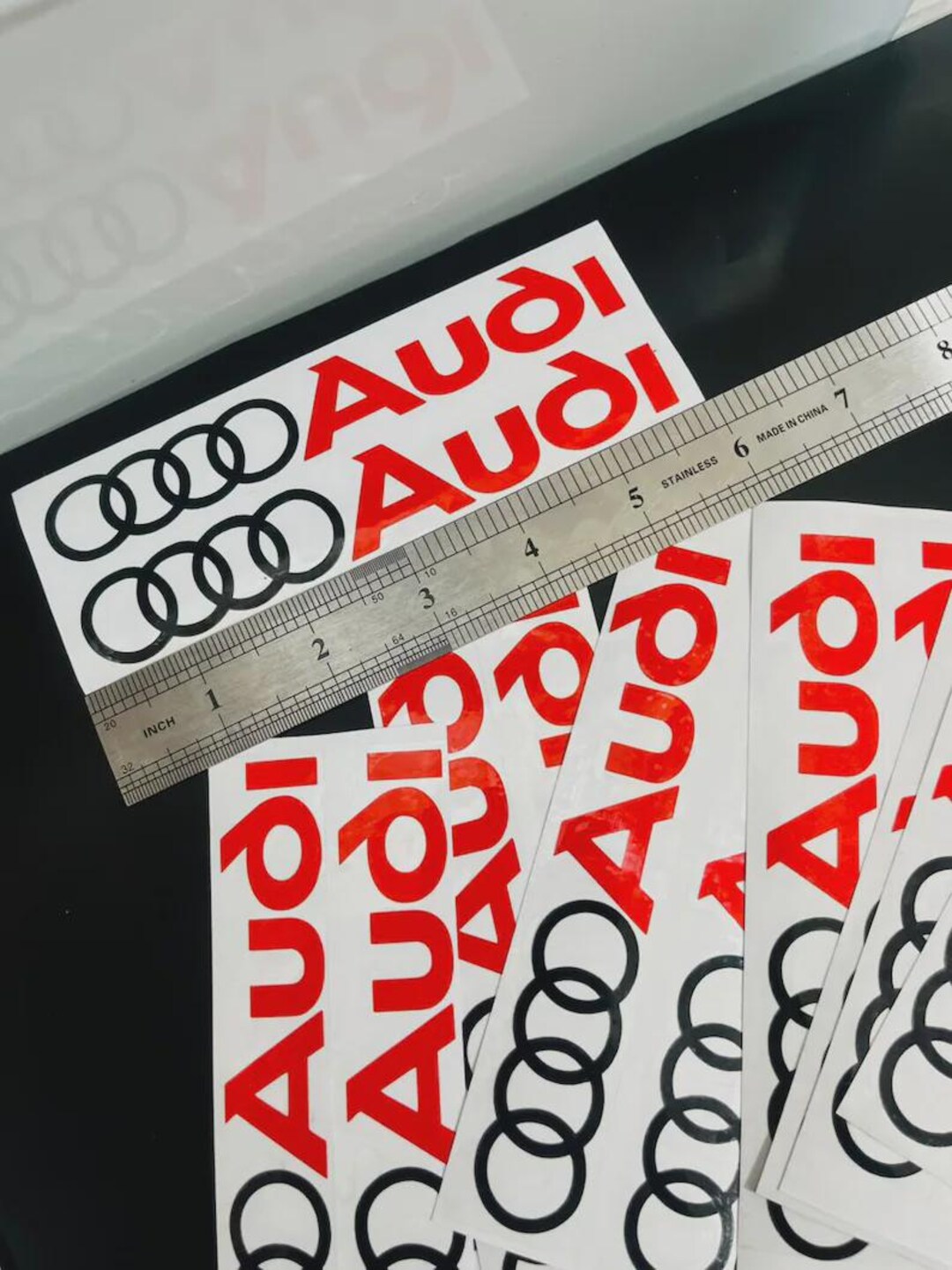 2x Audi Car Stickers – Mixed Size Badge, Logo & Stripe Vinyl Decals ...