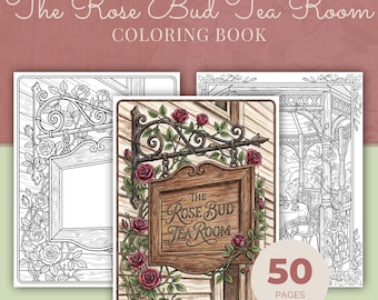 Tea Room Coloring Book, 50 Victorian Floral Printable Adult Coloring Pages PDF