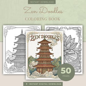 Zen Doodle Coloring Book, 50 Abstract Geometric Printable Adult Coloring Pages PDF