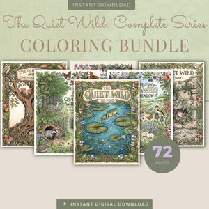 Wildlife Coloring Book Bundle, 6 Books, 72 Cottagecore Nature Habitat Printable Adult Coloring Pages PDF image 1