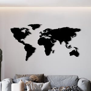 Grande carte d'art murale en métal, décoration de voyage moderne, décoration minimaliste moderne de carte du monde, art mural pour salon de bureau à domicile