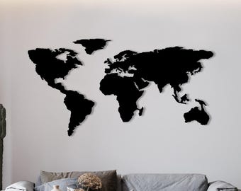 Grande mappa del mondo in metallo da parete, arredamento da viaggio moderno, arredamento minimalista moderno con mappa del mondo, decorazione da parete per casa, ufficio, soggiorno