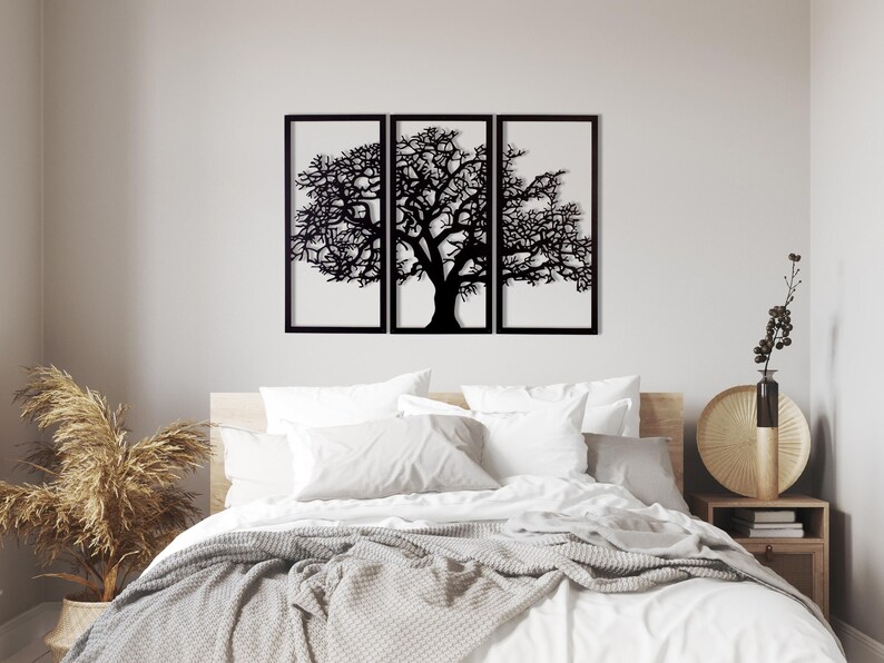 Tree of Life Metal Wall Art Set of 3, Large Triptych Wall Decor, Modern ...