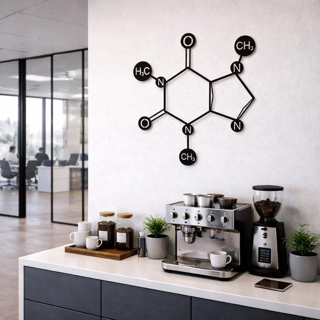 Caffeine Molecule Metal Wall Art, Coffee Chemistry Decor, Science Wall ...