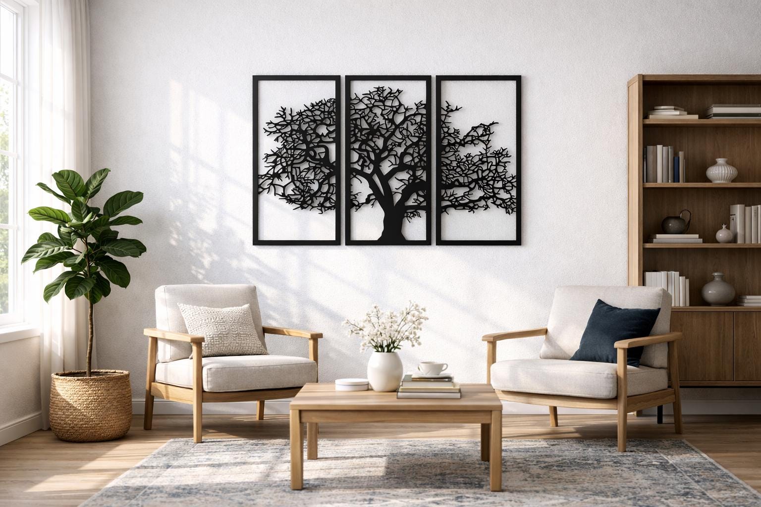 Tree of Life Metal Wall Art Set of 3, Large Triptych Wall Decor, Modern ...