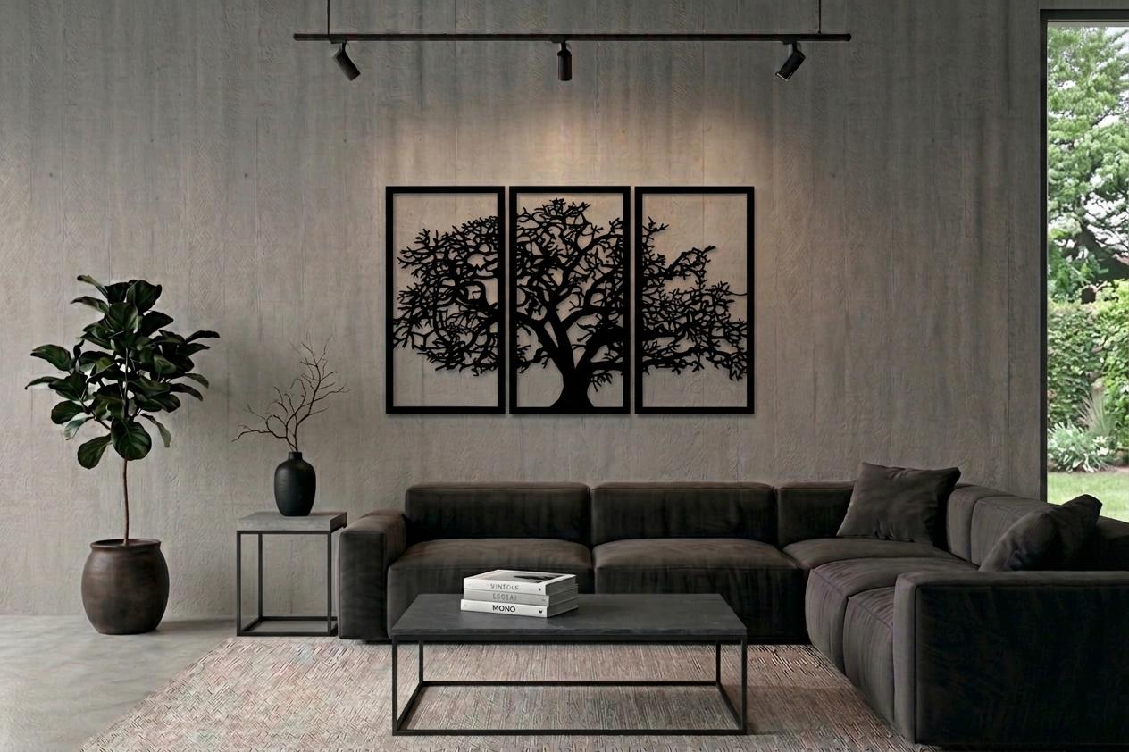Tree of Life Metal Wall Art Set of 3, Large Triptych Wall Decor, Modern ...