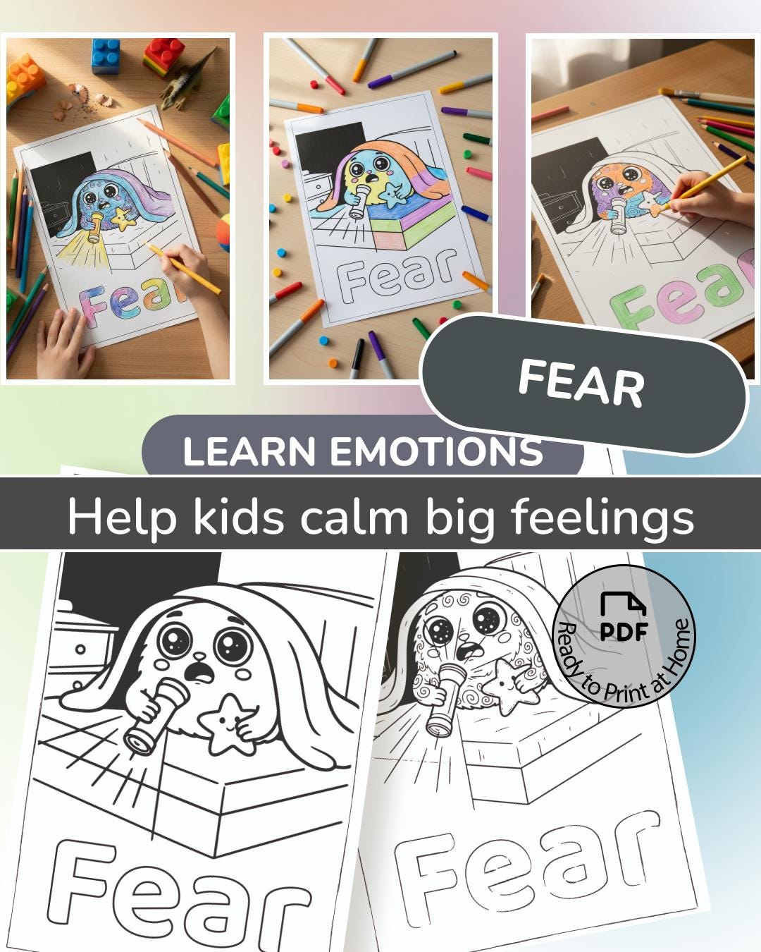 Fear Coloring Pages for Kids – Emotional Regulation Printable (PDF ...