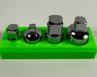 Magnetic ICON Socket Adapter Organizer | Toolbox Drawer Tray | 4-Piece Adapter Storage | 3D Printed Magnetic Tool Holder