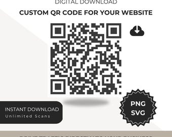 Custom QR Code, Website or Social Media Link, SVG PNG (Digital Download)