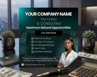 Tax Preparation Flyer Template for Accountants, Promote Tax Services & Get Clients, Editable Canva Design