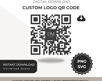 Custom Logo QR Code for Small Business, Branded Website Link, PNG SVG (Digital Download)
