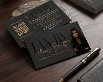 Tax Business Card Template for Accountants | QR Code, Online Booking (Canva Design)