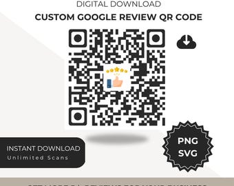 Custom Google Review QR Code with Logo (Digital Download)