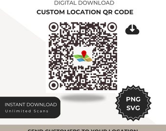 Custom Google Maps Location QR Code, Business Directions Link (PNG, SVG)