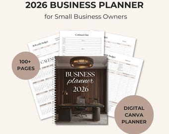 2026 Business Planner Canva Template, Small Business Organizer, Finance Tracker (Digital Download)