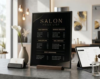 Editable Beauty Service Menu Template in Canva | Printable Salon Price List | 2 Print Sizes