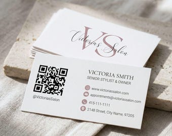 Monogram Business Card Template for Estheticians, Editable Canva Design for Beauty Salon Branding