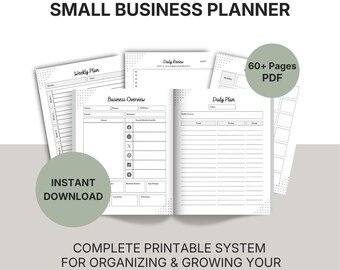 Small Business Planner Printable 8.5x11 PDF for Finance Tracking, Orders & Daily Planning