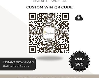 Custom WiFi QR Code: Scan to Connect, Instant Digital Download (PNG, SVG)